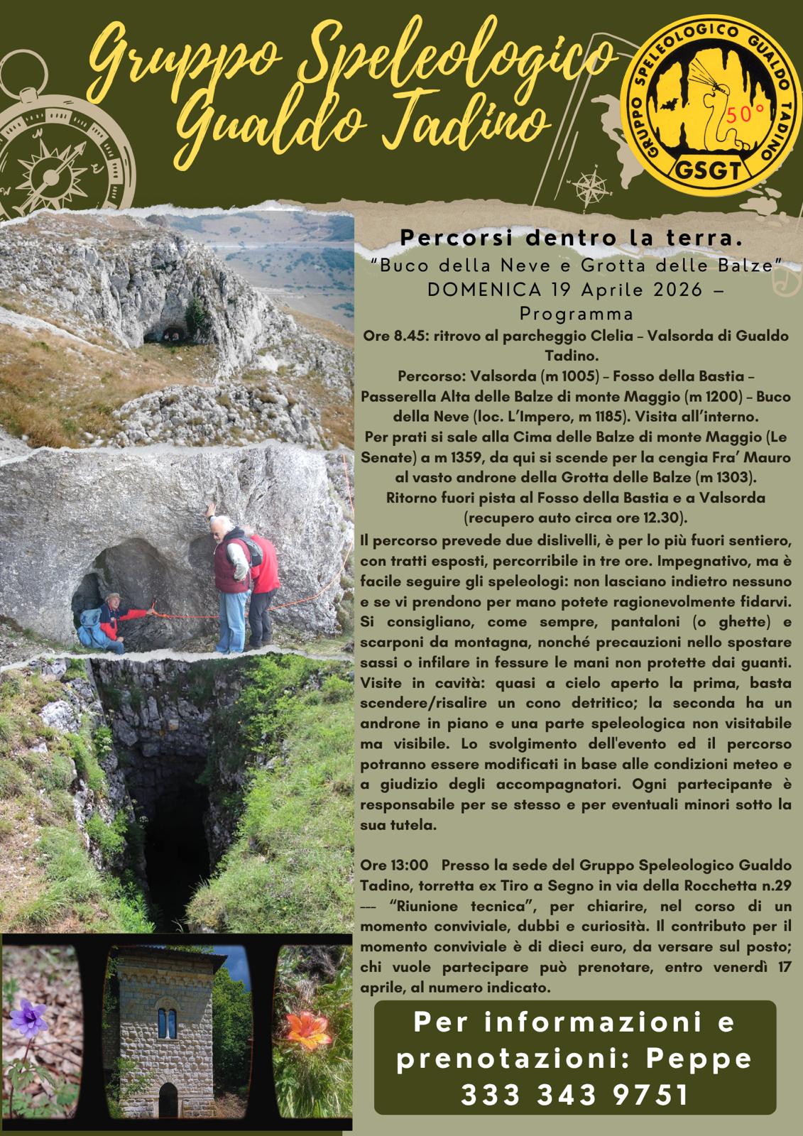 Locandina Buco della Neve e Grotta delle Balze